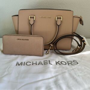 Michael Kors Beige Satchel and Wallet Set